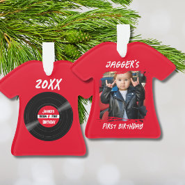 ロックスターファーストバースデー ビニールレコード 赤 Tシャツ オーナメント