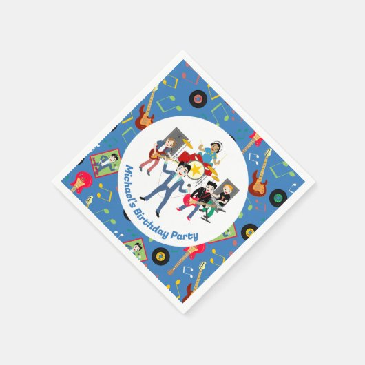 ロックスターボーイズバンド誕生日パーティー スタンダードカクテルナプキン (角)