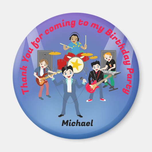 ロックスターボーイズバンド誕生日パーティー マグネット (正面)