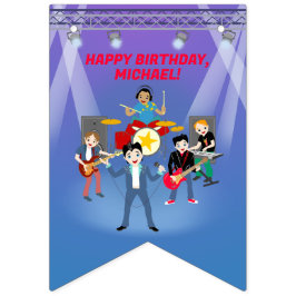 ロックスターボーイバンド誕生日パーティー バンティングフラッグ