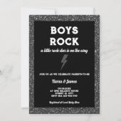 ロックスターボーイベビーシャワーブラックロックアンドロール 招待状 (正面)