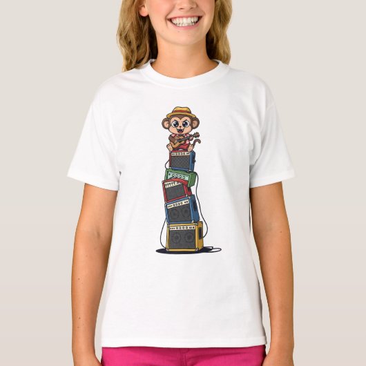 ロックスターモンキーアンプスタックキッズ Tシャツ (正面)