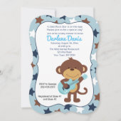 ロックスターモンキーギターボーイベビーシャワー 招待状 (正面)