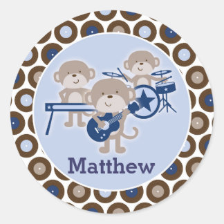 ロックスターモンキーシパーソナライズされたステッカーシート ラウンドシール