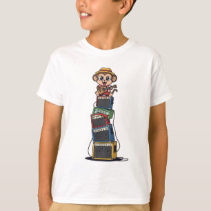 ロックスターモンキーミュージシャン アンプ積み重ね キッズ Tシャツ