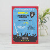 ロックスターロックミュージックギグバースデーパーティ招待状 招待状 (スタンド正面)