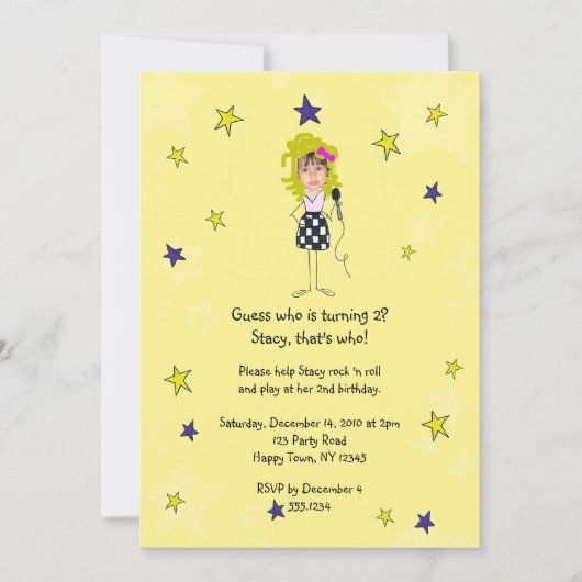 ロックスター写真が女の子を押し付ける 招待状 (正面)