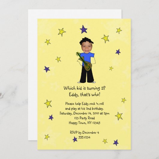 ロックスター写真が少年を押し付ける 招待状 (正面/裏面)