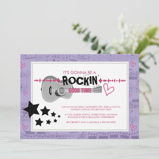 ロックスター子供の誕生日パーティの招待状 招待状 (スタンド正面)