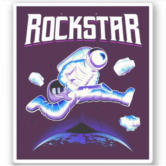ロックスター宇宙飛行士遊のギター宇宙シール シール (正面)