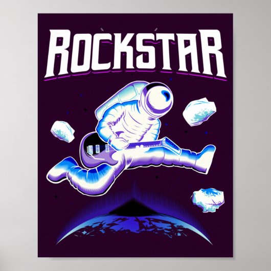 ロックスター宇宙飛行士遊のギター宇宙ポスター ポスター (正面)