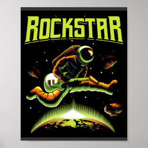 ロックスター宇宙飛行士遊のギター宇宙ポスター ポスター