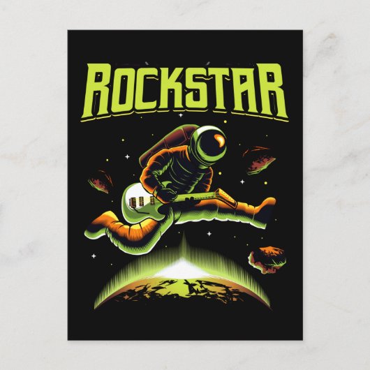ロックスター宇宙飛行士遊の宇宙のギター ポストカード (正面)