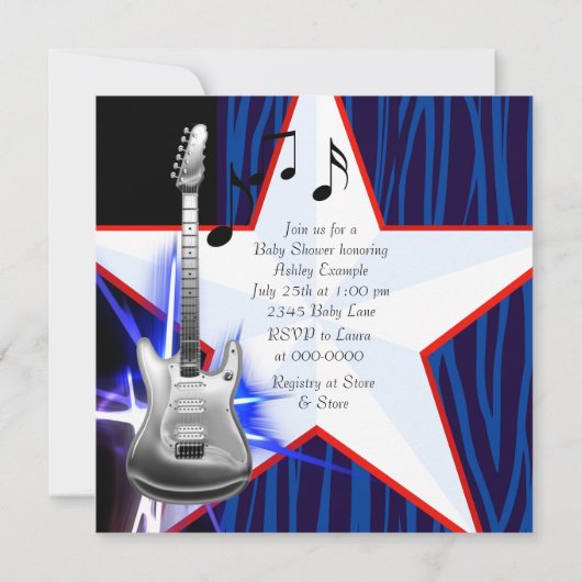ロックスター男の赤ちゃんシャワー 招待状 (裏面)