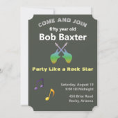 🎸🤣ロックスター第50期男子誕生日ジョークおもしろい 招待状 (裏面)