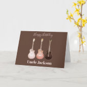 ロックスター素朴アコースティックギターのパーソナライズ カード (黄色い花)