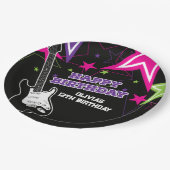 ロックスター誕生日ギタースターズピンクパープル紙 ペーパープレート (アングル)