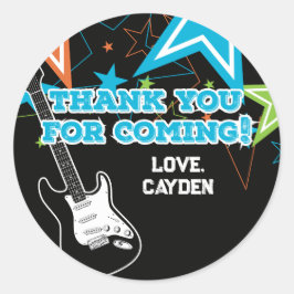 ロックスター誕生日ギターブルー ラウンドシール