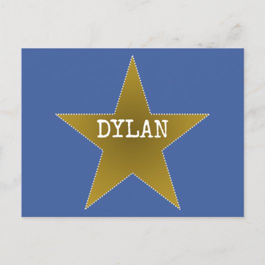 ロックスター誕生日サンキューポストカードブルー金ゴールド ポストカード (正面)