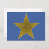 ロックスター誕生日サンキューポストカードブルー金ゴールド ポストカード (正面/裏面)