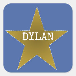 ロックスター誕生日パーティー名スティッカーズブルー金ゴールド スクエアシール