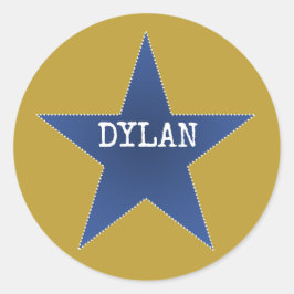 ロックスター誕生日パーティー名スティッカーズブルー金ゴールド ラウンドシール