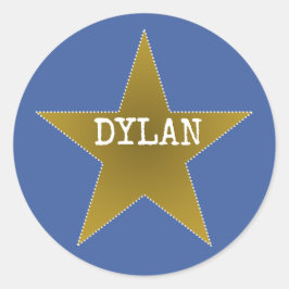 ロックスター誕生日パーティー名スティッカーズブルー金ゴールド ラウンドシール