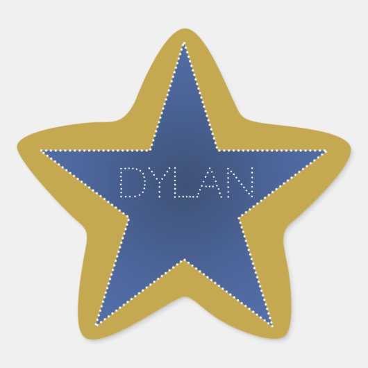 ロックスター誕生日パーティー名スティッカーズブルー金ゴールド 星シール (正面)