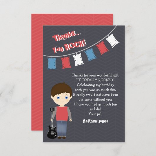 ロックスター誕生日ボーイ 招待状 (正面/裏面)