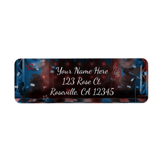 ロックスター誕生日ミュージカルダンスパーティの招待状 ラベル (正面)