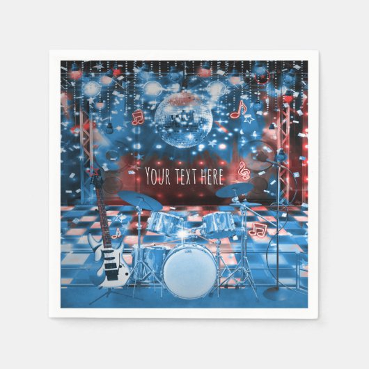 ロックスター誕生日ミュージカルダンスパーティー スタンダードカクテルナプキン (正面)