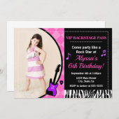 ロックスター誕生日招待状ポップ・アートのスターガール 招待状 (正面/裏面)