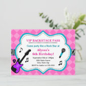 ロックスター誕生日招待状ポップ・アートのスターガール 招待状 (スタンド正面)