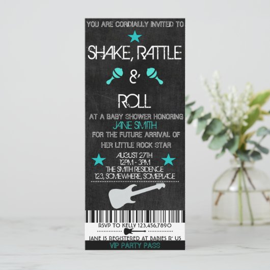 ロックスター赤ちゃんシャワー 招待状 (スタンド正面)