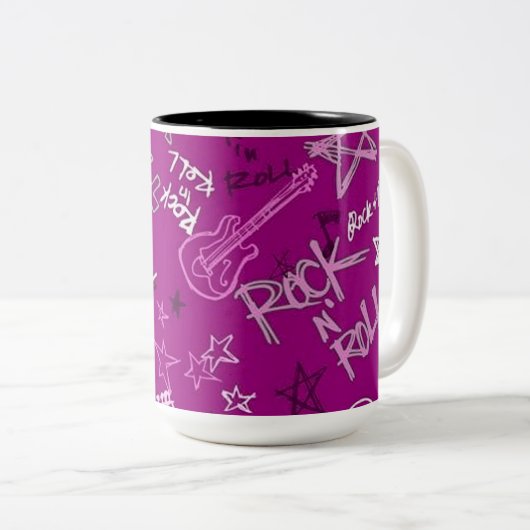 ロックスター転がピンクコーヒーマグ ツートーンマグカップ (正面右)