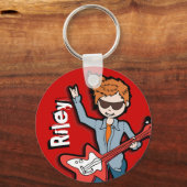 ロックスター遊ギターのボーイグラフィック名キーチェーン キーホルダー (正面)