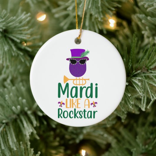 ロックスター風タイポグラフィー 名前入りデザイン Mardi セラミックオーナメント (ツリー)