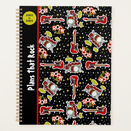 ロックスター10代のスピリットドラムがギターをレッドブラックにセット プランナー手帳 (正面)