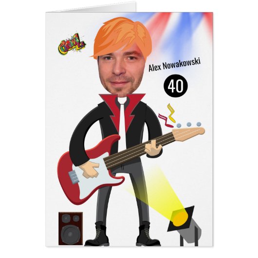 ロックスター40thメンス誕生日ギターファンクおもしろいジョーク (正面)