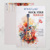 ロックスター エレクトリックギター 誕生日招待状 招待状 (正面/裏面)