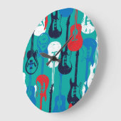 ロックスター：ギタグランジーパターン ラージ壁時計 (傾斜)