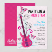 ロックスター、ギターヒーロー、誕生日パーティーの招待状 招待状 (正面/裏面)
