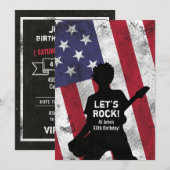 ロックスター ギター グランジ 誕生日パーティー 招待状 (正面/裏面)