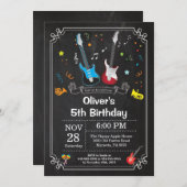 ロックスター ギター バースデー 招待状 音楽 ボーイ (正面/裏面)