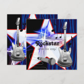 ロックスター ベイビー ボーイ シャワー 招待状 (正面/裏面)