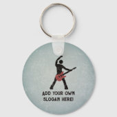 ロックスター-ミュージシャンとレッドギター – 独自の文字 キーホルダー (正面)