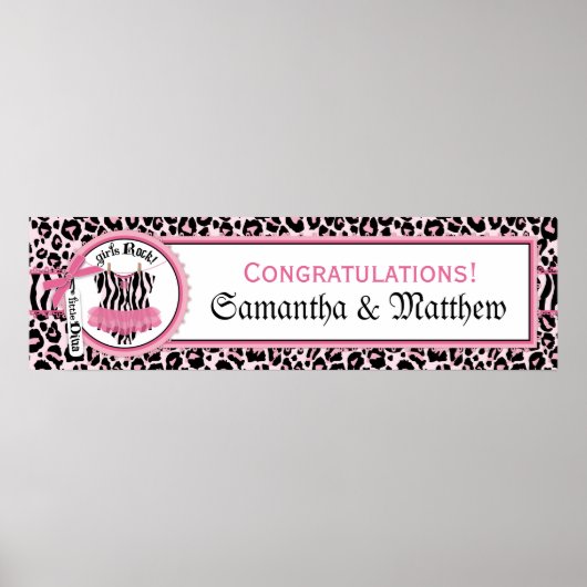 ロックスターTutu女の子PKBKのための赤ちゃんシャワーのバナー ポスター (正面)