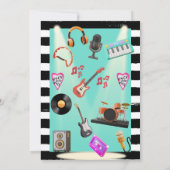 ロックスペインのnロールティール(緑がかった色)男の赤ちゃんシャワー 招待状 (裏面)