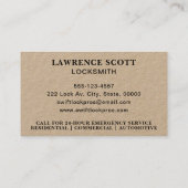 ロックスミスロックフィッター鍵ヴィンテージクラフト 名刺 (裏面)