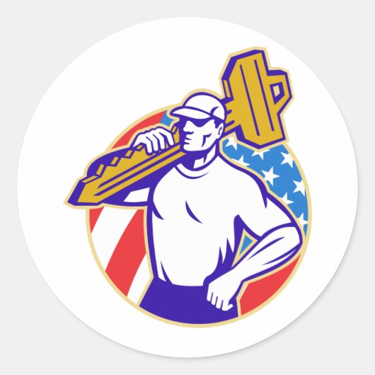 ロックスミス保持鍵とアメリカ国旗の記録 ラウンドシール (正面)